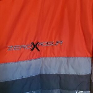 ZeroXposur Vibrant Red Jacket with Gray Stripes